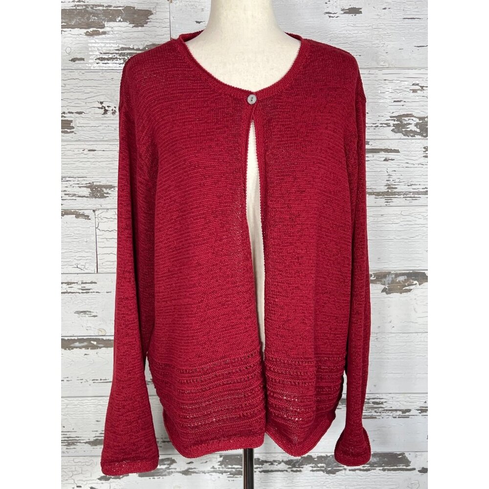TALBOTS Single Button Cardigan Long Sleeve Red Sz XL EUC